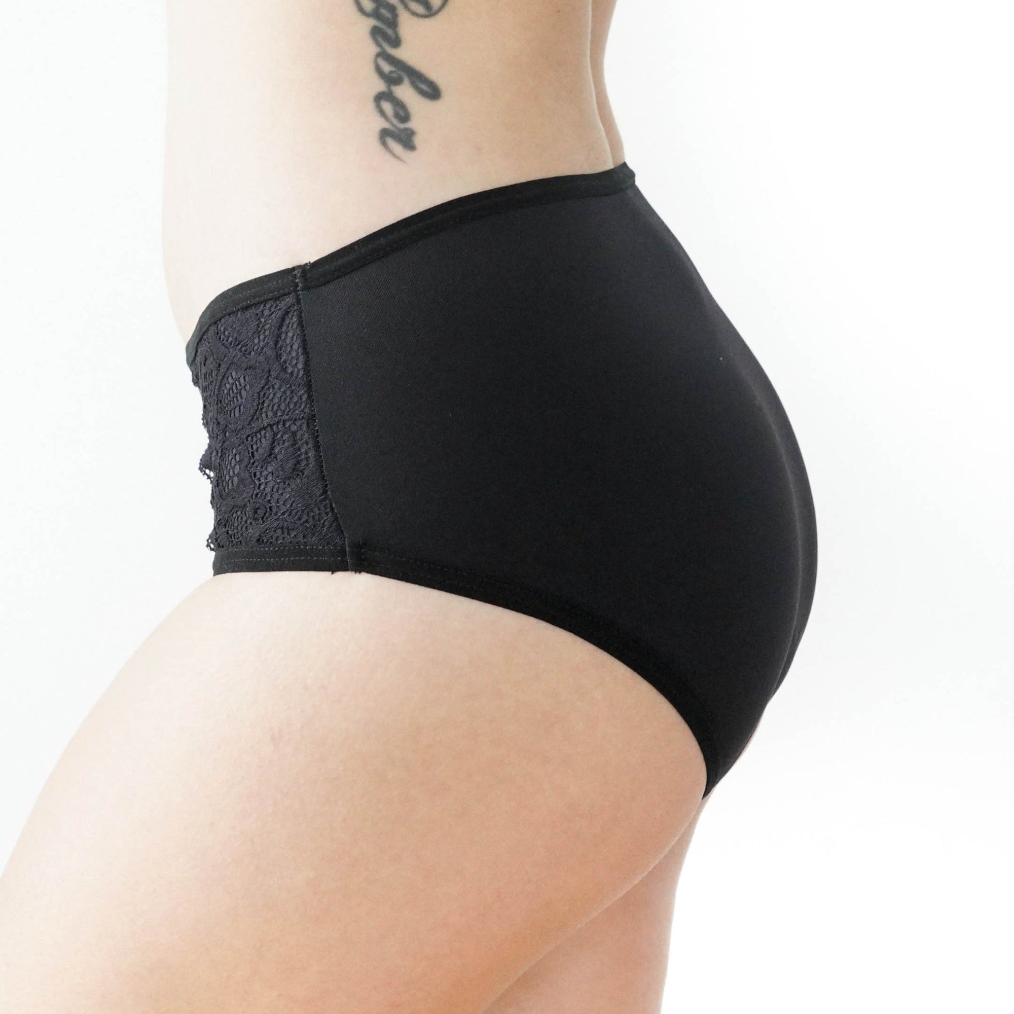 Lily of the Valley - Hipster Moderate Absorbency Period Undies | Black