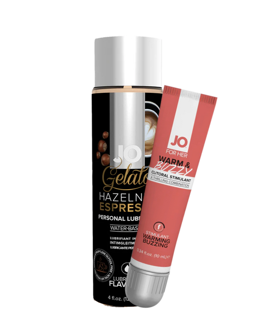 JO Hazelnut Espresso + Warm & Buzzy Clitoral Stimulant Bundle